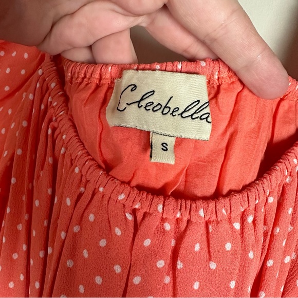 Cleobella Peach & White Polka Dot 100% Viscose Kimberly Belted Dress Size S - Picture 13 of 16